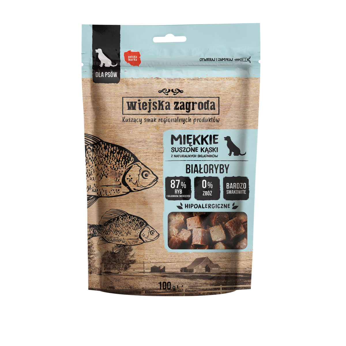przysmak dla psa wiejska zagroda białoryby 100 g