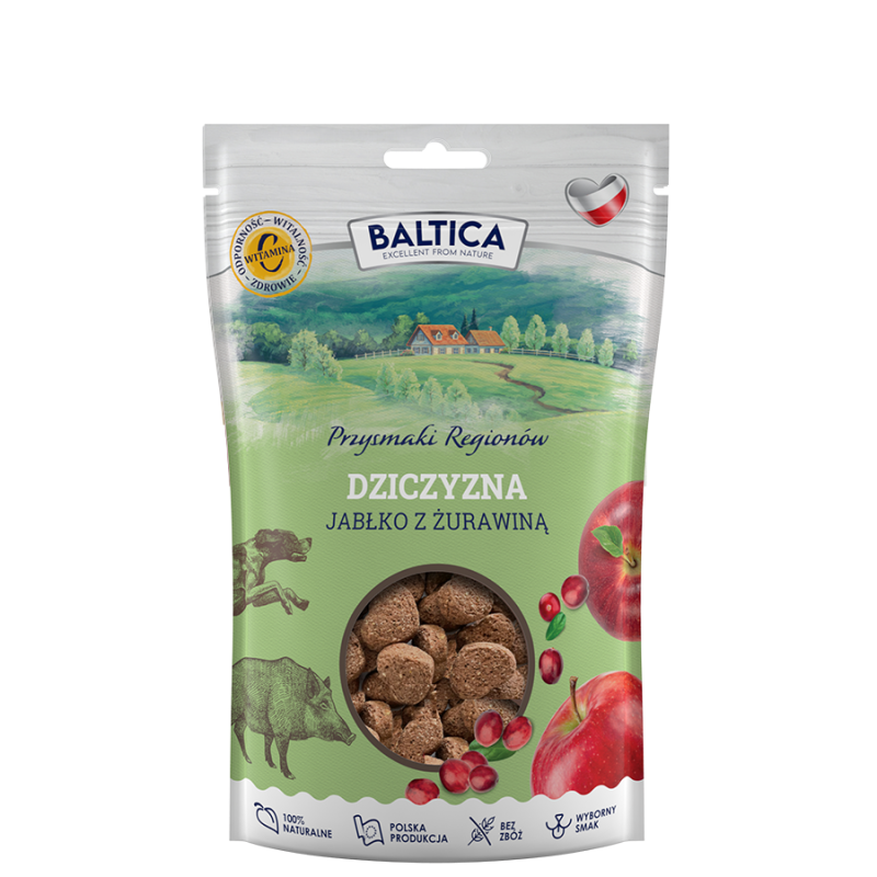 baltica przysmaki treningowe smaczki dziczyzna z jabłkiem i Żurawiną 100g