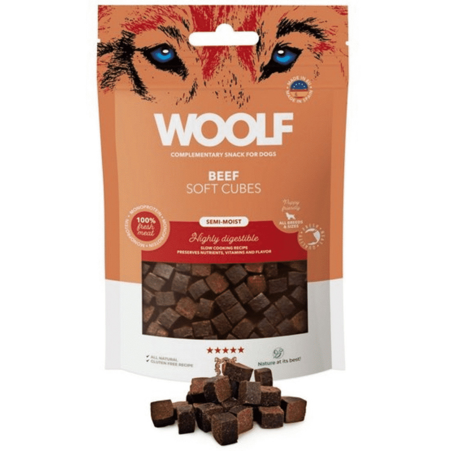 woolf soft cubes monoprotein beef – wołowina 100g